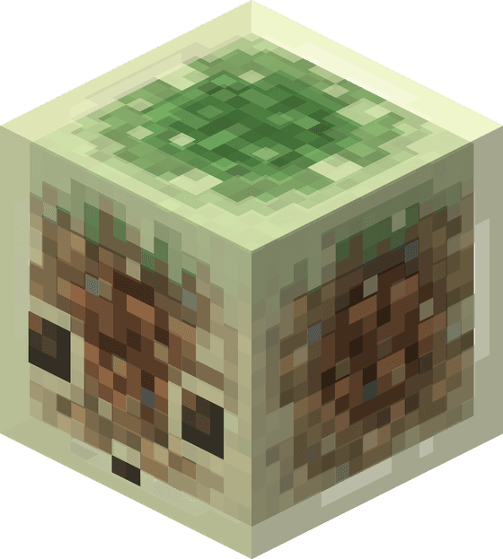 A sulfur cube that has absorbed a grass block.